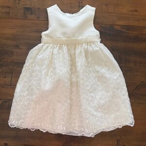 American Princess Girls Ivory Eyelet Embroidered Special Occasion Dress 3T